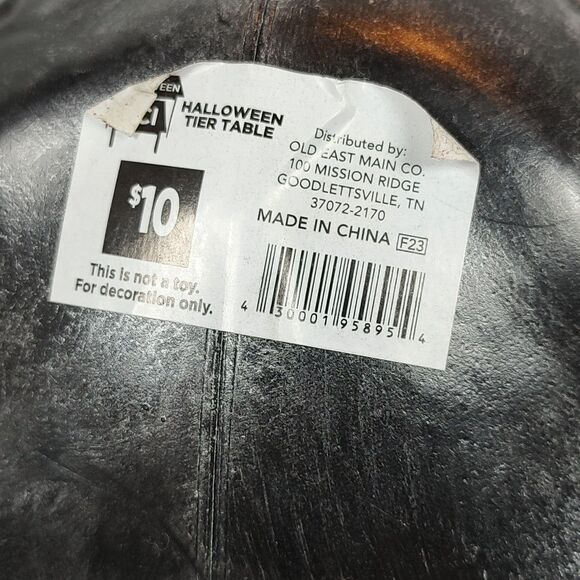 Old East Main Co Black Plastic 7 inch Skull Halloween Tabletop Decor Green Eyes - Picture 14 of 14